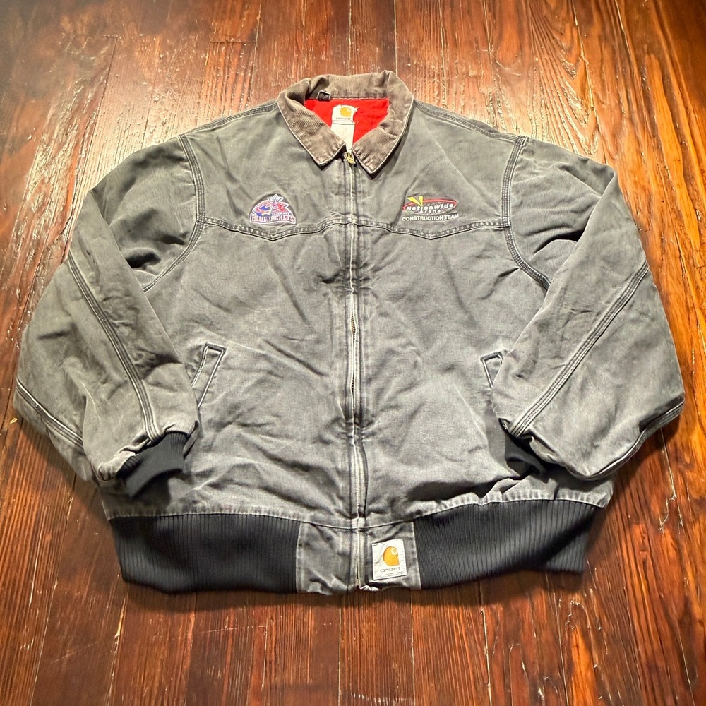 Vintage Carhartt Santa Fe Jacket Mens 2XL Faded Black Blue Jackets Construction